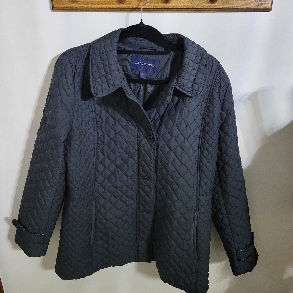 Lands' End Blacket Quilted Look Jacket Women's Size L 14-16